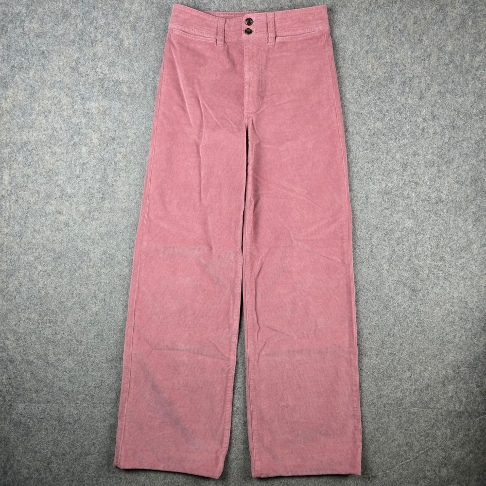 Faherty‎ Corduroy Pants Womens 26 Pink Wide Leg High Rise Boho Retro Beachy